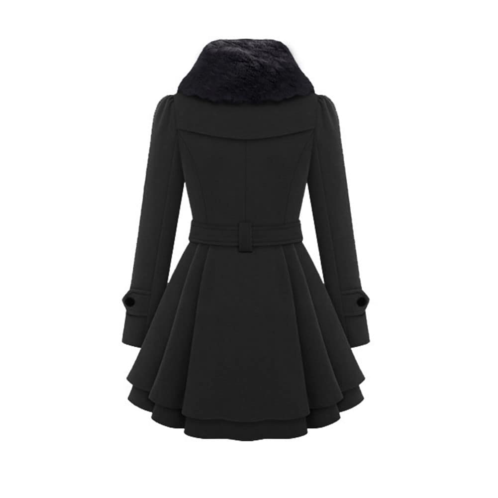 Cappotto Lungo Da Donna Con Doppio Petto,Autunno E Inverno Trench Coat In Finta Pelliccia, Cappotto Con Cintura Con Risvolto Moda Elegante Casual Sciolto