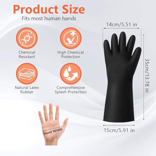 Miniatura 2 de Anomm Guantes Latex Impermeables, Guantes Trabajo Multiuso, Alta Protección Química Y Resistencia, Guante De Látex Reutilizables, Para Químicos, Mecanico, Seguridad Hogar, 35 Cm 13.77 Zoll , 1 Par