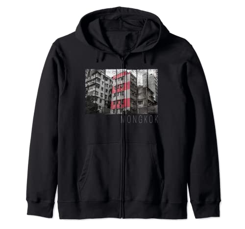 Hong Kong Mongkok Retro Kowloon Vintage Fine Art Souvenir Zip Hoodie
