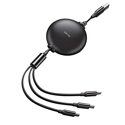 Upgrade Multi Single Retractable USB C Cable Unidirectional Retractable Phone Charger Cord One-Directional Retractable Fast Charging Cord with Phone/Type C/Micro USB Port