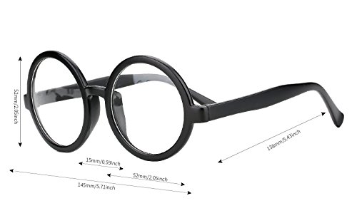 Vintage Round Glasses Frame Inspired Eyeglasses Circle Clear Lens (Matte black, 52)4