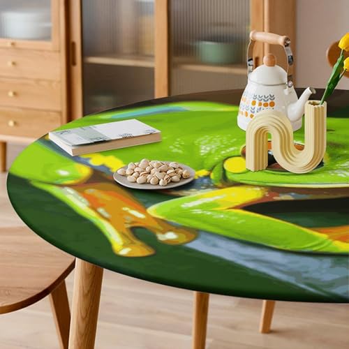 Nappe de table ronde élastique et imperméable pour repas en extérieur