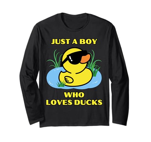 Just A Boy Who Loves Ducks Cool Rubber Duck Lover per bambini e uomini Maglia a Manica