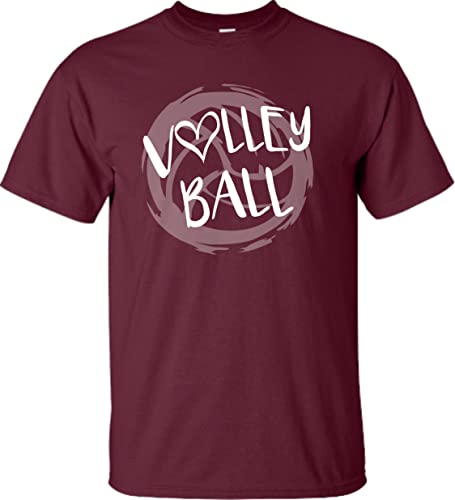 Go All Out X-Large Maroon Adult Volleyball Distressed Ball T-Shirt