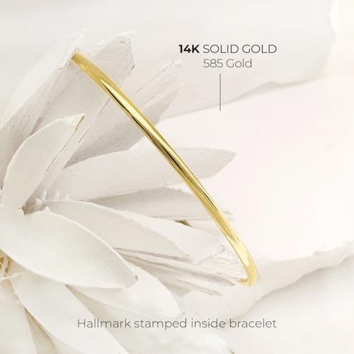 Lucchetta - Small Gold Bangle 7" Bracelet 14kt Real Yellow Gold - Womens 14k Bangles, Authentic Italian Jewelry from Italy3