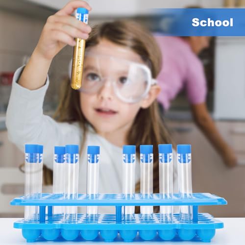 100 Pieces of Transparent Plastic 16x100mm (10ml) Test Tube Set with lid, Used for Scientific Experiments, Gatherings, Storage, and Decorating Houses - Thumbnail 5