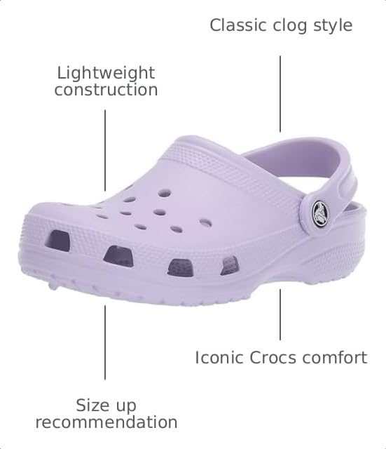 Image of Crocs Unisex-Adult Classic Clogs, Lavender, 12 Men /14 Women