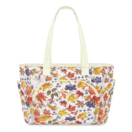 Sac à main léger matelassé au motif automnal exclusif, grand volume élégant