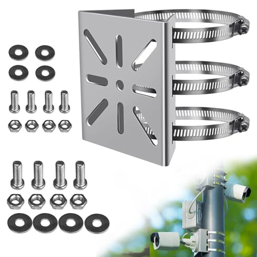 Forhandy Masthalterung für Überwachungskamera, Universal Vertikale Stangenhalterung mit 3 Verstellbaren Klemmen & Schrauben, Kamera Halterung für Bühnenleuchten Sonnenkollektoren CCTV-Kameras