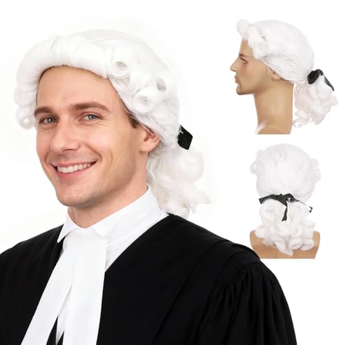 Onedor HairWiz Long Curly Colonial Judge Cosplay Wig Lightweight & Transformative for Events & Parties