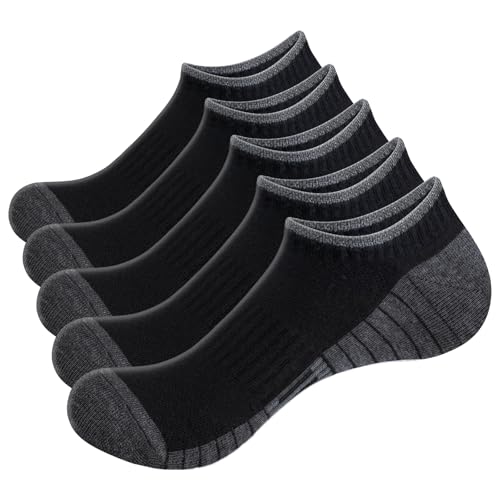 OUYJIA Calcetines tobilleros para mujer, transpirables, de corte bajo, informales, para uso diario, 5 pares, Negro02, 4-7