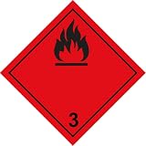Autocollants ADR classe 3 « Liquide inflammable » 100 x 100 mm en PVC adhésif. (50)