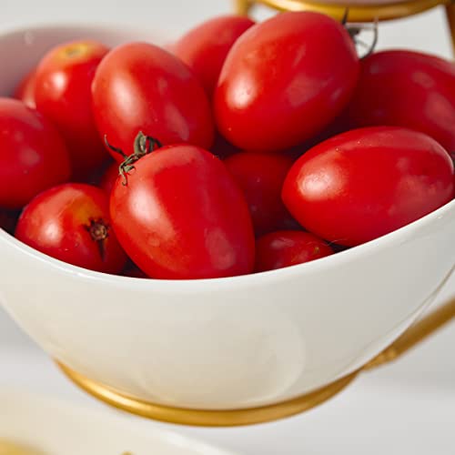 Gomakren 3 Tier Serving Bowl Set With Rack White Bowl Set With Stand Thanksgiving Serving Dishes For Parties Serving Stand For Dessert Snack Fruit Appetizer Chips Dining Dinnerware Display Food Gold #TOP3