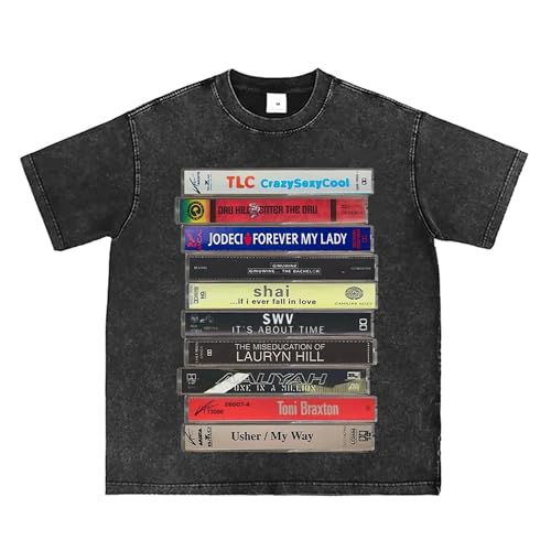 Vintage 90s R&B Cassette Tape T-Shirt Music Graphic Unisex Tee S Black