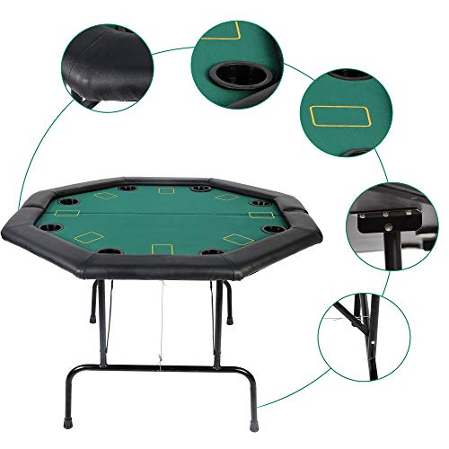 Dporticus Poker Table Folding Casino Poker Table 48” Texas Hold’em Poker Table Game Table With Cup Holder For 8 Player #TOP3