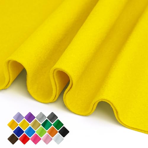 Image of 36 inch Wide Soft Felt Fabric by the Yard, 1.6mm Thick Durable & Flexible Craft Felt for Sewing, DIY Arts, Crafts and Decorations (Yellow, 1Y)