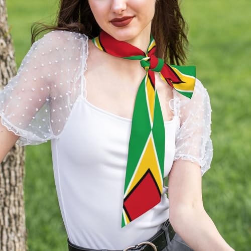Flag of Guyana Printed women's long scarf, measuring 46.9 x 3.1 inches, fits perfectly and shows elegant temperament with ease.4