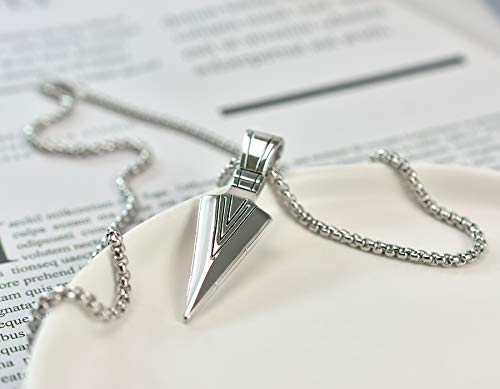 Image of Necklace for Men Stainless Steel Necklace for Women Triangle Necklace Arrowhead Pendant Necklace Charm Pendant with Chain Link Classic Fashion Jewelry for Boys Teens and Girls Unisex