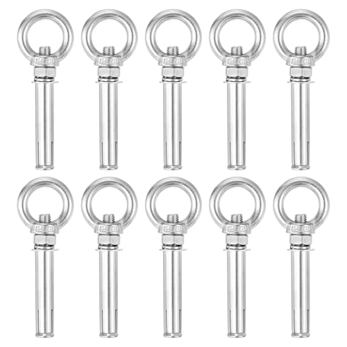 Image of uxcell Ring Lifting Expansion Eyebolt, 10pcs M10x90mm 304 Stainless Steel Expansion Screw with Eye Ring for Concrete Brick Wall