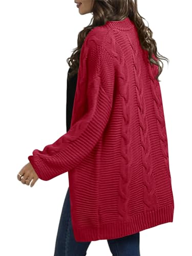 Image of Womens Oversized Chunky Open Front Cardigan Sweaters Cable Knit Long Sleeve Cardigans Outwear Coats
