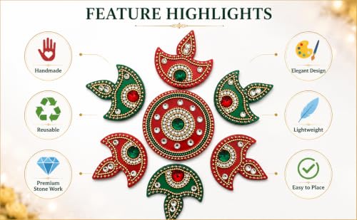 Image of Designer Handcrafted Decorative Acrylic Diya Small Rangoli for Floor Decoration