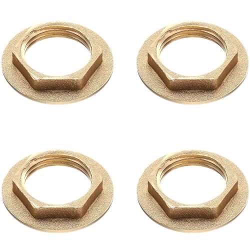 4 Pack 3/4 Inch NPT Female Brass Lock Nuts with Flange, Heavy Duty Hex Locknut for Plumbing Fittings, Water Gas Oil Pipe Connection, Durable Brass Lock Nut Set for Home and Industrial Use
