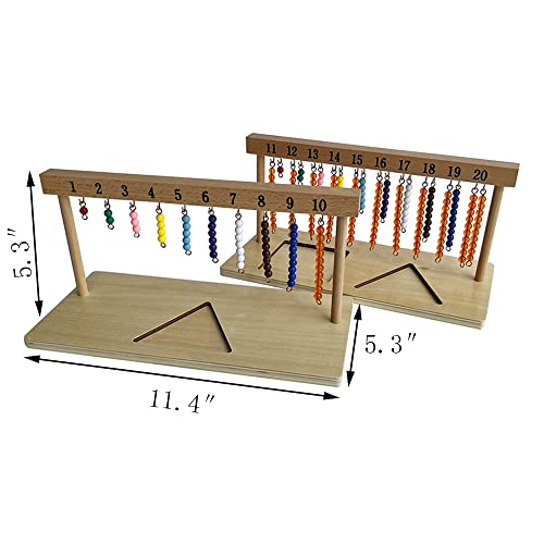 Image of Kghios Montessori Math Toys Materials for Toddlers 1-20 Beaded Hanger Color Bead Stairs with Beads Montessori Mathematics Eductional Materials Learning Tools Preschool Toys