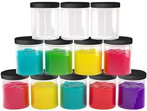 6 oz Plastic Jars with Lids (12 pack) - Clear Empty Containers for Body Lotions, Creams, Butters - Great for Storage and Organization of Crafts, Teas, and Spices
