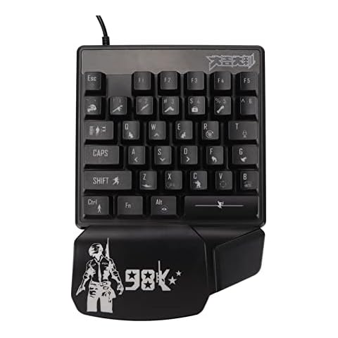 One Handed Gaming Keyboard, 35 Keys Single Led Glowing Mini Keyboard Ergonomic Design F5 Gaming Keyboard for Esports Game, Phone/Pc/Desktop, Pc Gaming Setup Cover