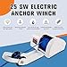 Electric Anchor Winch, 25LBS Marine Electric Windlass with Remote Control 12V Saltwater Boat Windlass Kit with 100-feet Pre-Wound Anchor Rope，White