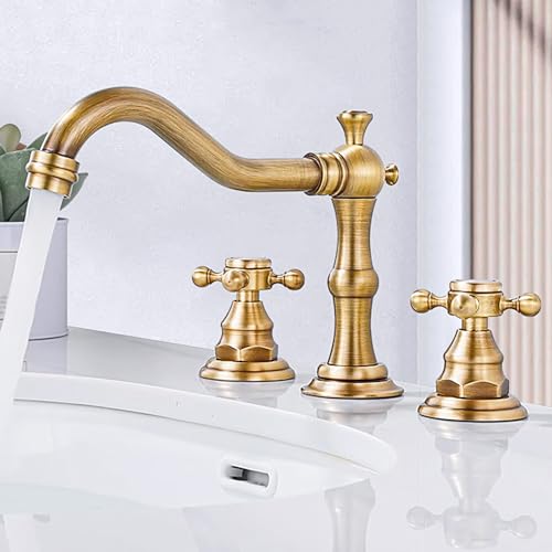 Mélangeur vintage en laiton noir rétro CMBSSTFC robinet 3 trous salle de bain