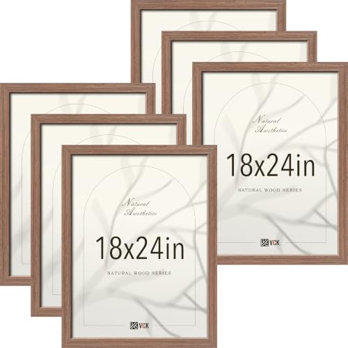 Image of VCK 18x24 Poster Frames Walnut - Wide Border Wood Picture Frame, Multi-Directional Display Family Photos, Office Prints, Studio /Gallery Artwork, Woodgrain Series, Wall Hanging, Set of 6