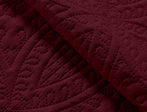 Image of Chezmoi Collection Austin 3-Piece Oversized Bedspread Coverlet Set (Queen, Burgundy) (Pack of 6)