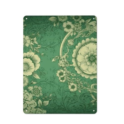 Imprimé floral vintage d'exception sur peinture en métal vert