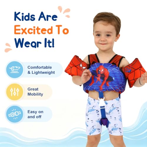 Toddler Swim Vest Kids Floaties for Pool, Kids Swim Vest with Arm Floaties Adjustable Crotch Strap, Fits 2-7 Years Old Boys and Girls 22-66 Pounds Children - image 2