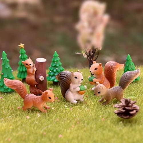 Squirrel Fairy Garden Accessories, Miniature Squirrel For Crafts, Succulent Planter, Moss Landscape Diy Terrarium, Cake Topper Decoration, Desk Decor, Diy Crafts, Hand Painted Craft, 8 Pcs #TOP5