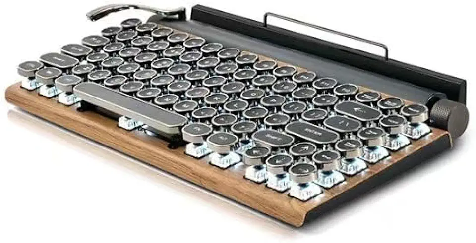 Teclado Mecânico Dot Retro Typewriter Verdadeiro com Keycap Punk para Celular Tablet Design Leve e Estiloso Fácil de Usar Reutilizável Prático Instalar