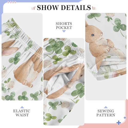 ZZXXB Bunny Shamrock Boys Long Pants Soft Trousers Elastic Waist Kids Lounge Bottoms with Pockets S-XL4