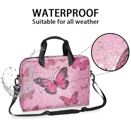 Maletín mensajero con brillo rosa para laptop 14-16" miniatura 3