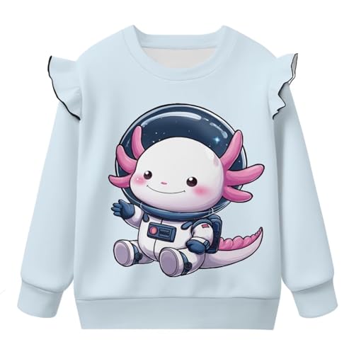 Girls' Long Sleeve Crewneck Pullover Sweater Elastic Girls 1-8 Ruffle Crewneck Sweatshirt for Outdoor Activities4