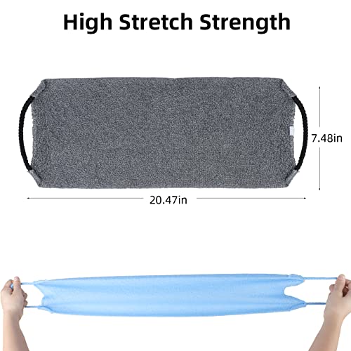 Image of WOVTE 2 Pack Stretchable Back Scrubber for Shower Nylon Exfoliating Washcloth Towel Back Washer with Handles Two Sides Exfoliating Body Scrubber for Men Women Shower Deep Clean Skin Massages