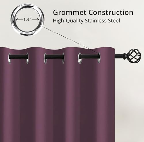 Image of Cloth Fusion 90% Blackout Door Curtains 9 Feet Long Set of 2, Room Darkening Parda with Stainless Steel Grommets for Home Decor (9x4 Feet, Wine)
