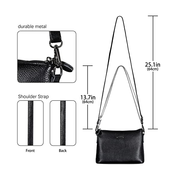 DOB SECHS Crossbody Bag Purses for Women Genuine Leather Shoulder Bag Small Cross Body Black Travel Cell Phone Purse Wallet - Image 4