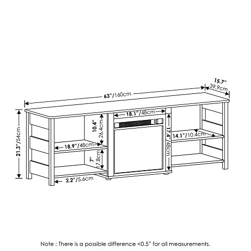 Image of Furinno Classic TV Stand, Entertainment Center, TV Console for TV up to 70 Inch with Fireplace and Open Shelf, for Living Room, Bedroom, Brown Oak