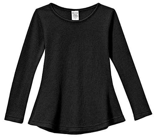 City Threads Big Girls' Thermal Long Sleeve Tunic Shirt Tee Dress for School Party Play, Black, 2T