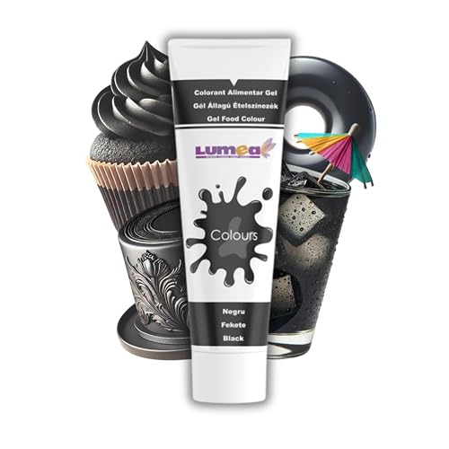 Dekozauber24 Lebensmittelfarbe schwarz Gel 30g vegan zuckerfrei essbare schwarze Lebensmittelfarbe für Fondant Marzipan Buttercreme Getränke und mehr - essbare Tortendeko