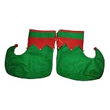 Zapatos de Navidad, calcetines de Navidad, payaso, zapatos de Navidad, zapatos de carnaval RYy412 (verde, talla única)