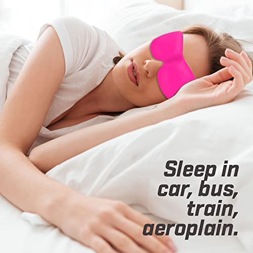 Image of Mulberry Silk Eye mask with Adjustable Strap - Comfortable and Lightweight Eyemask for Sleeping, Meditation, Travelling, and Relaxation - Blindfold Mask for Men and Women (Pink)
