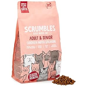 Scrumbles All Natural Dry Cat Food With 75% Chicken and Fresh Salmon, High Protein Food for Adults And Seniors, 750 g