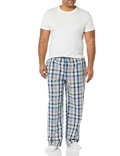 Amazon Essentials Men's Cotton Stretch Poplin Full-length Pajama Bottoms, Pack of 2, Dusty Blue/Navy Plaid, X-Small - image 4